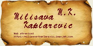 Milisava Kaplarević vizit kartica